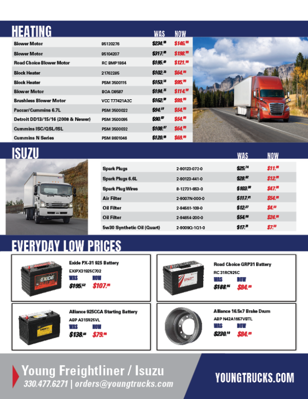 Young Isuzu October Parts Specials - Low priced batteries and Isuzu parts